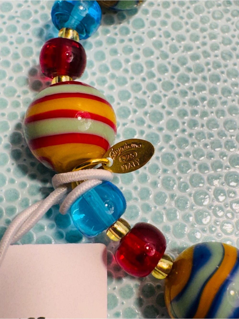 NWT Italian Handcrafted Murano Glass Venetian Glass Bracelet - 18 kt Gold Plated - Picture 4 of 8
